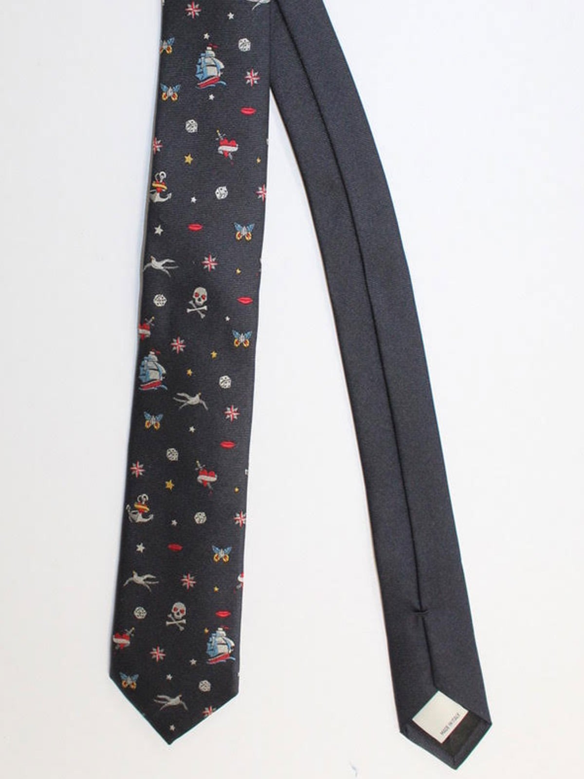 Valentino Skinny Tie - Black Sailor Design