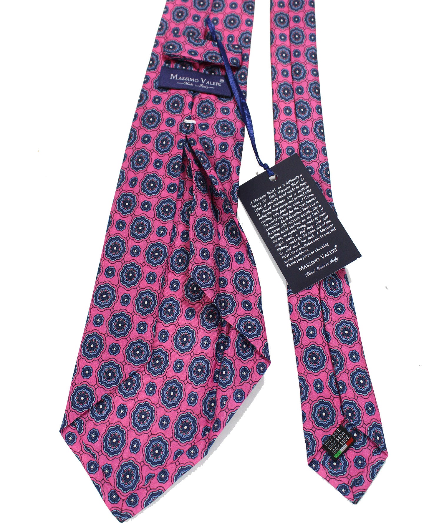 Massimo Valeri 11 Fold Tie Hot Pink Blue Purple - Elevenfold Necktie