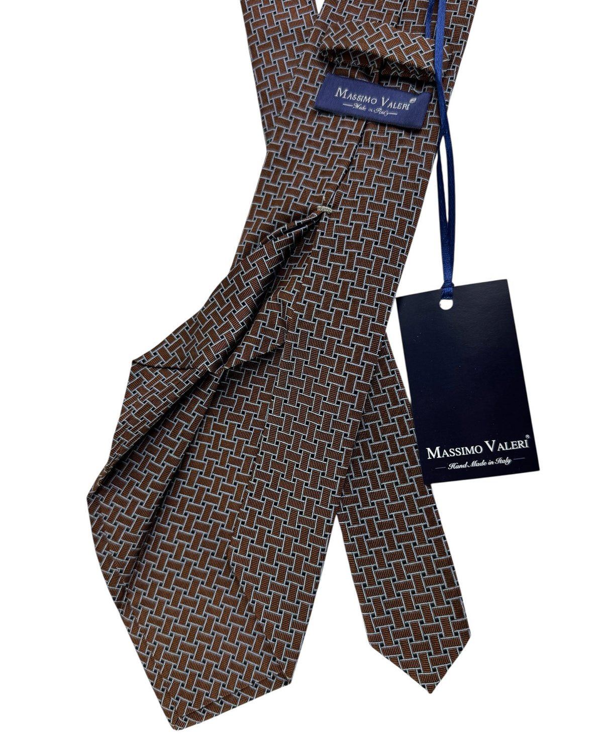 Massimo Valeri 11 Fold Tie Brown Design - Sartorial Elevenfold Necktie