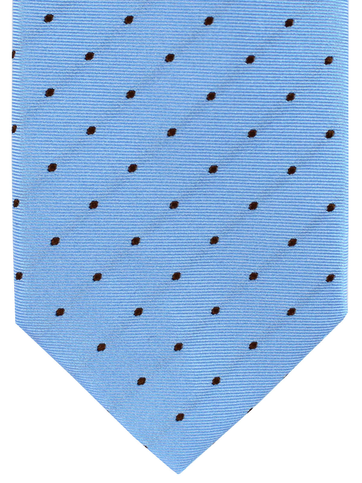 Massimo Valeri Extra Long Tie Sky Blue Brown Dots Hand Made In Italy