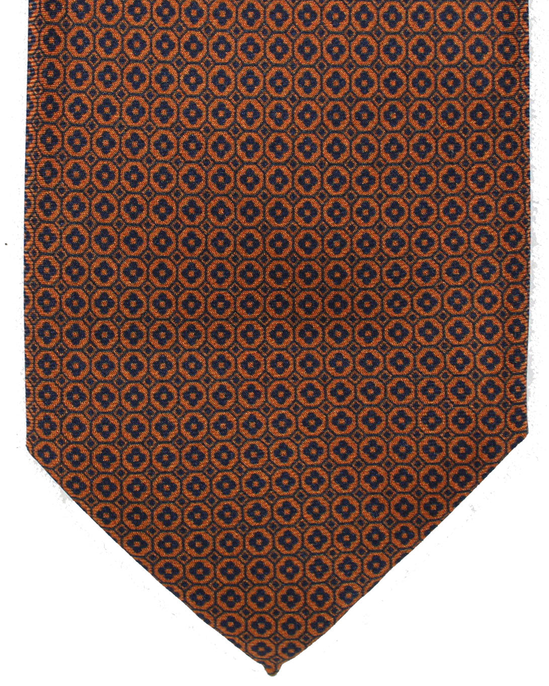 Massimo Valeri 11 Fold Tie Brown Geometric Aqua - Elevenfold Necktie