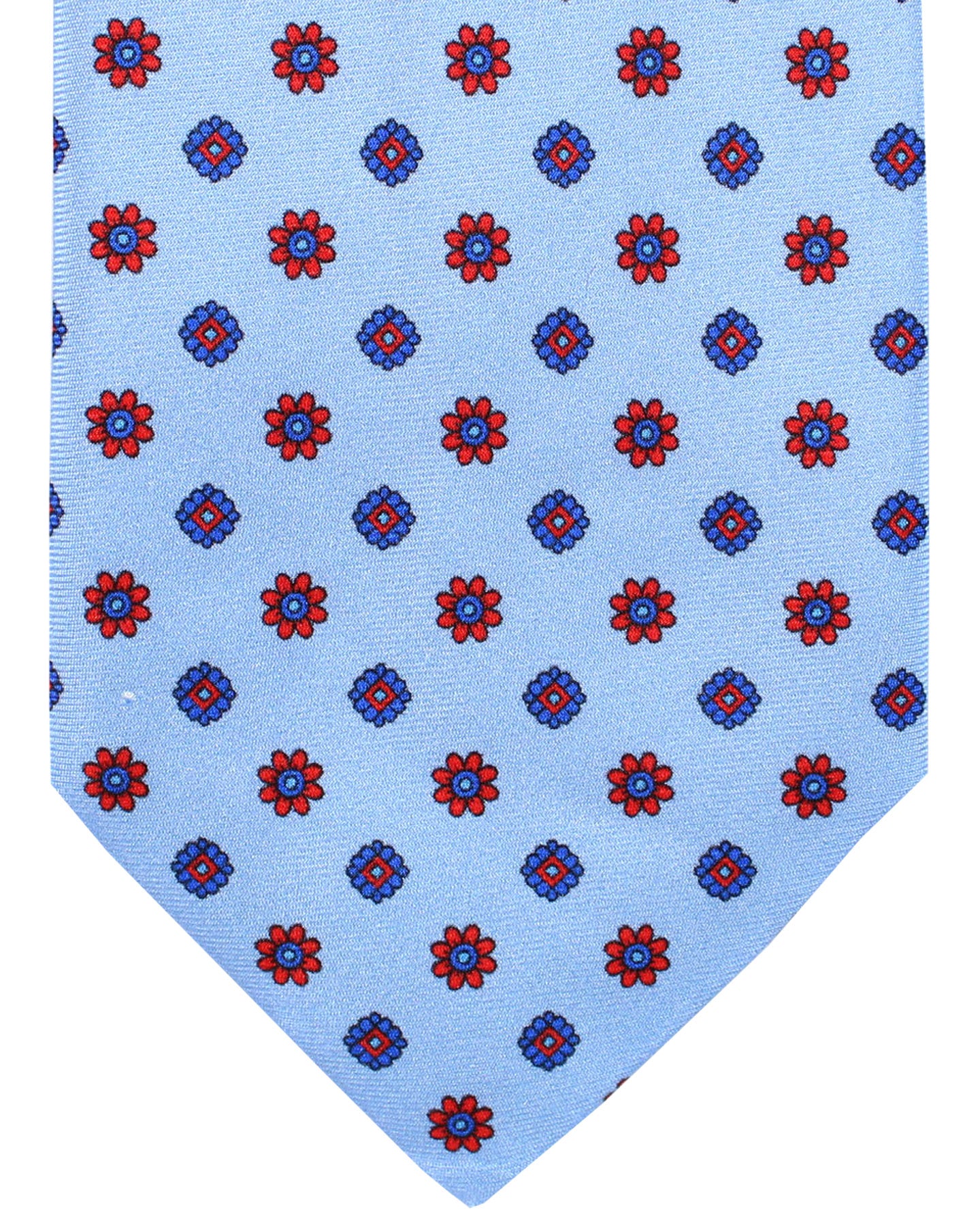 Massimo Valeri 11 Fold Tie Sky Blue Floral - Elevenfold Necktie
