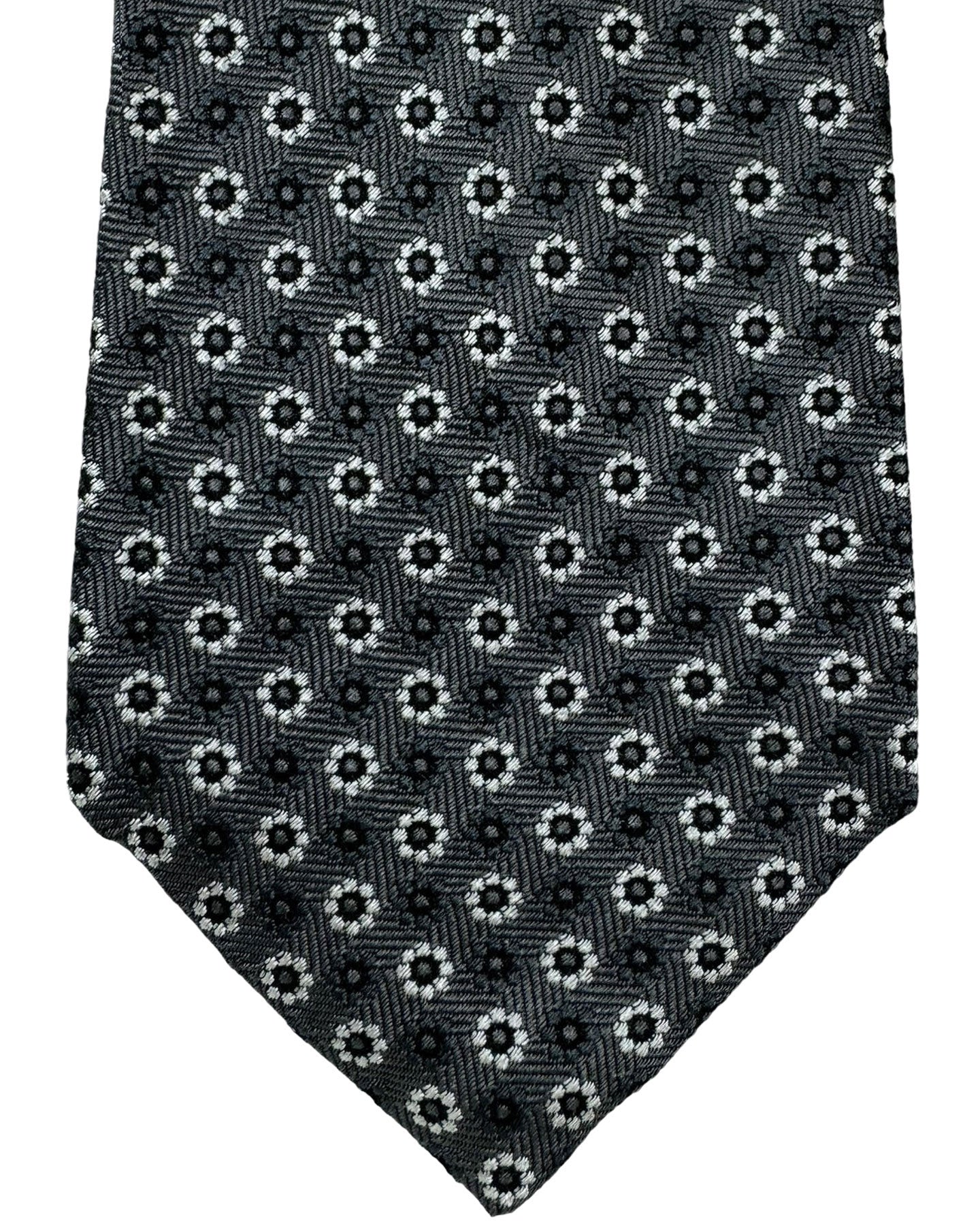 Massimo Valeri 11 Fold Tie Gray Mini Floral - Elevenfold Necktie