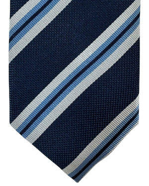 Massimo Valeri Extra Long Tie Navy Blue Stripes