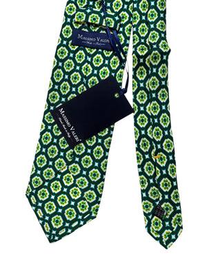 Massimo Valeri Extra Long Tie Green Design - Hand Made In Italy