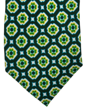 Massimo Valeri Extra Long Tie Green Design - Hand Made In Italy