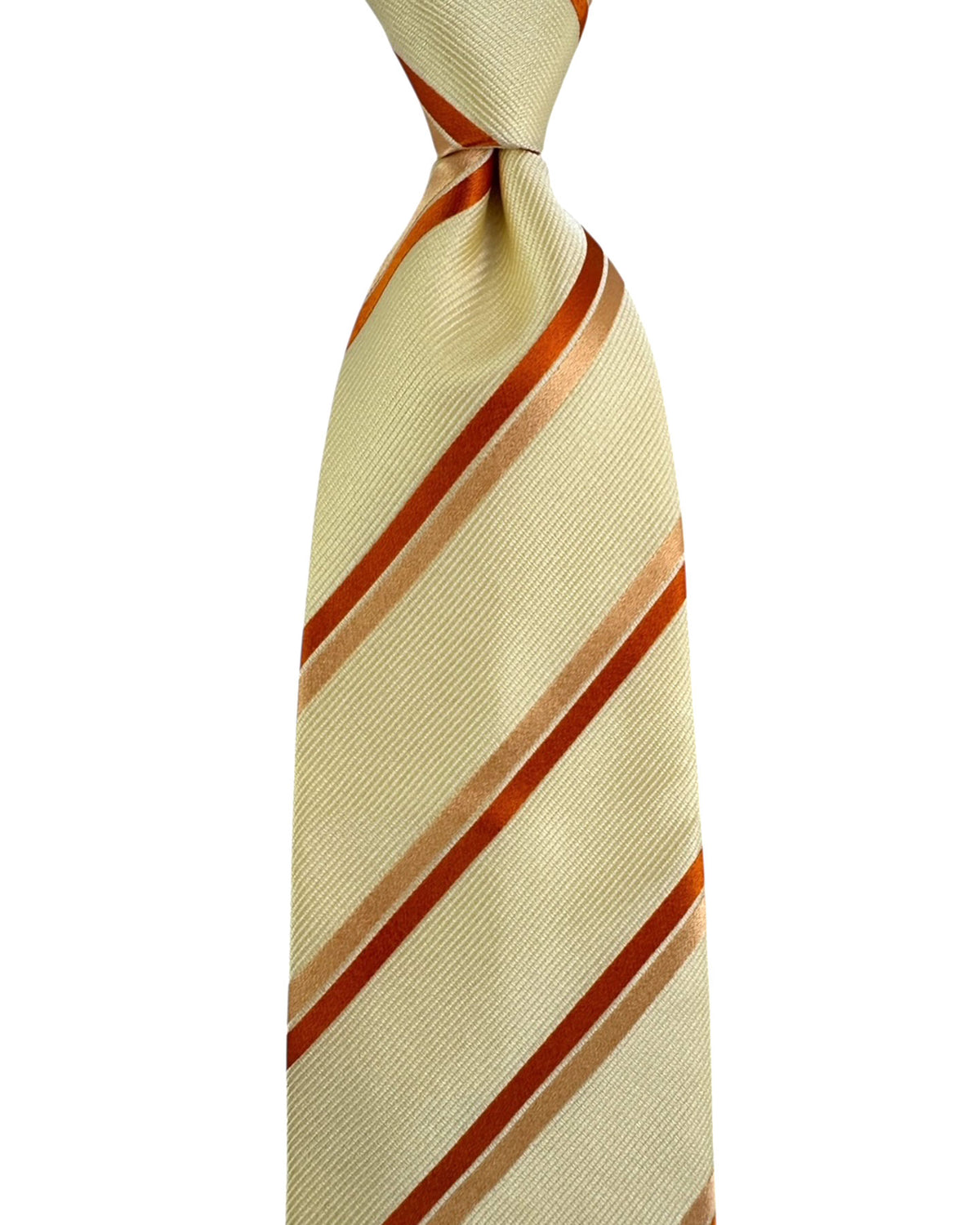 Valextra Silk Tie Peach Cream Stripes - Wide Necktie CYBER MONDAY SALE