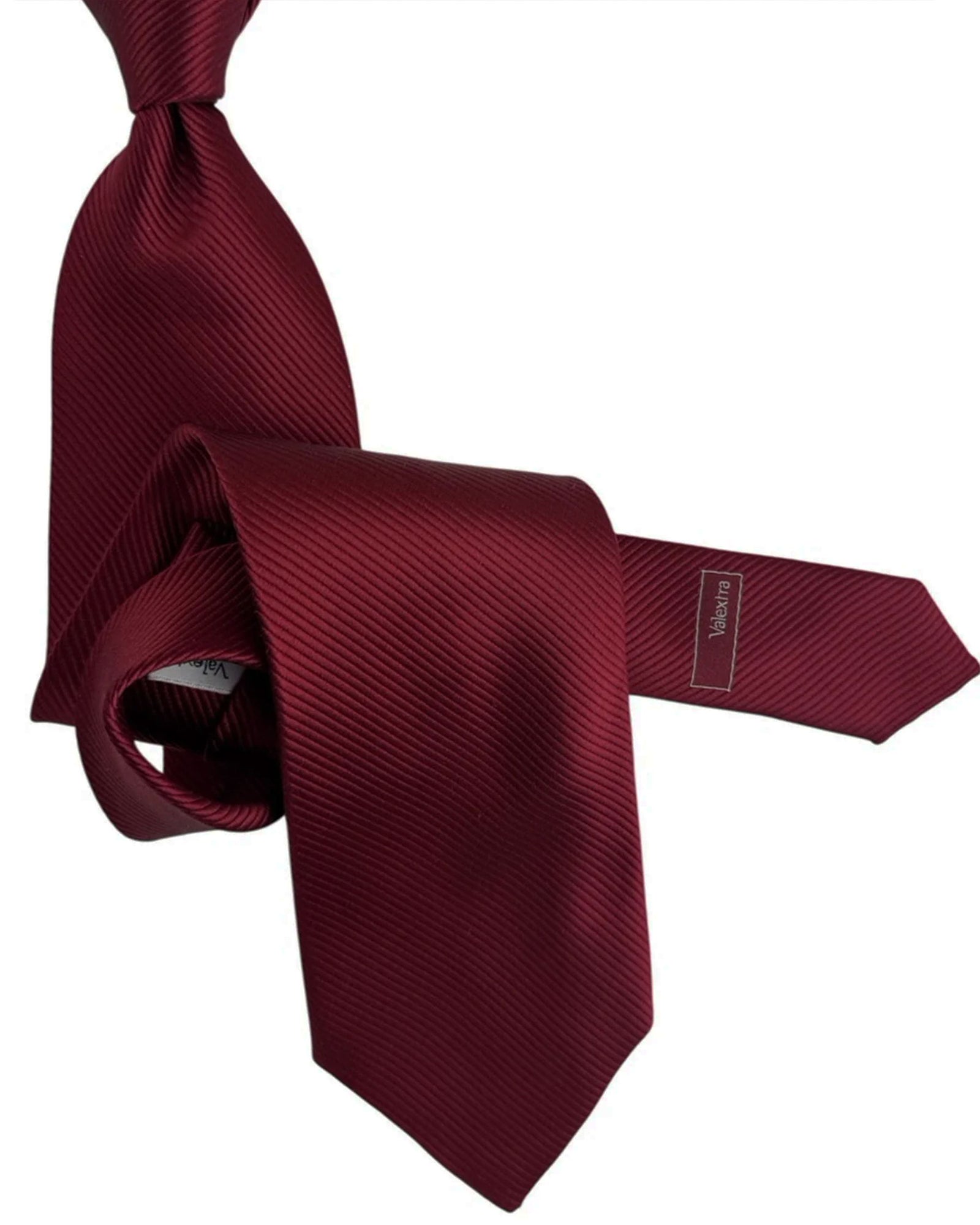 Valextra Silk Tie Solid Maroon Grosgrain - Wide Necktie