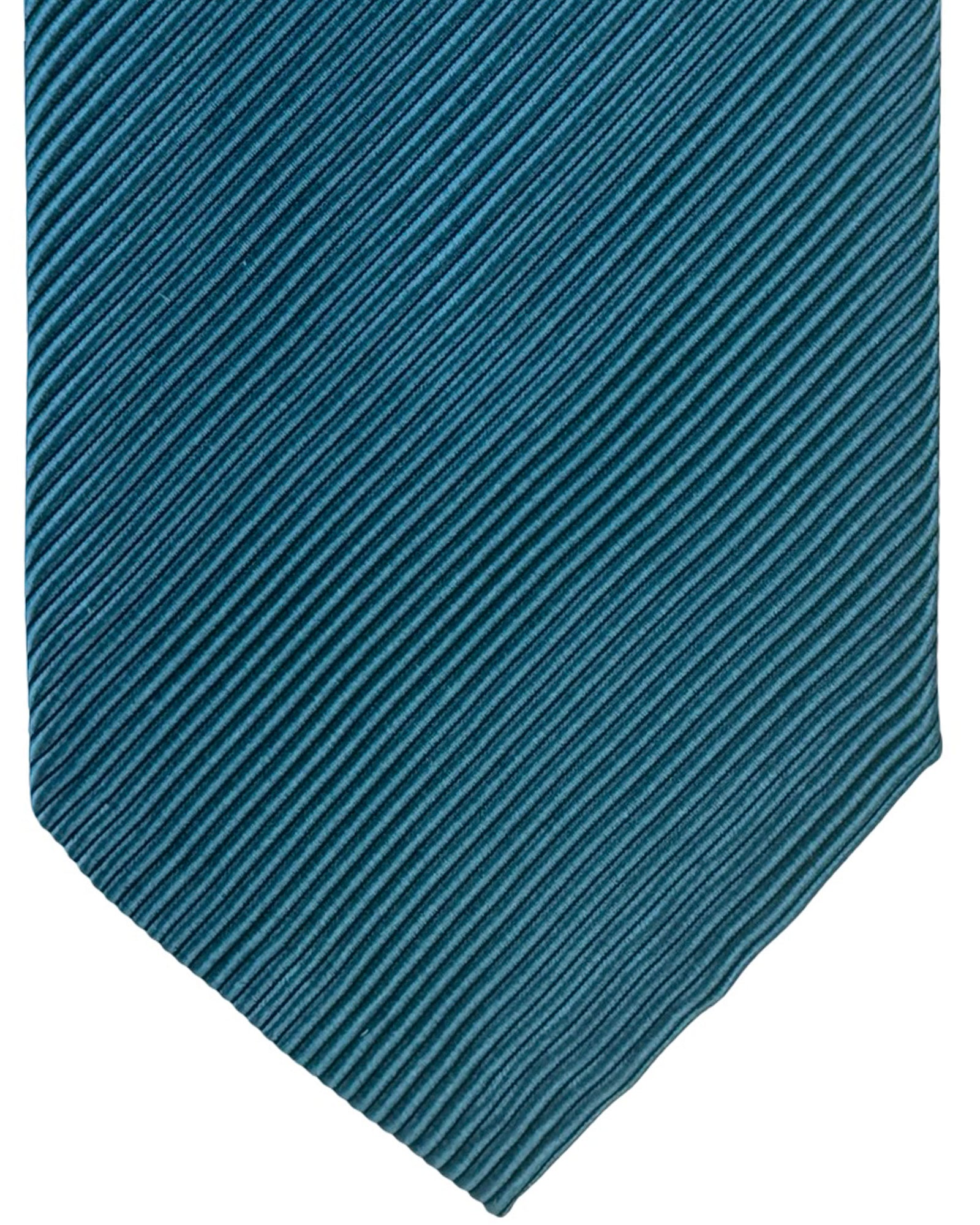 Valextra Unlined Tie Teal Blue Grosgrain - Wide Necktie