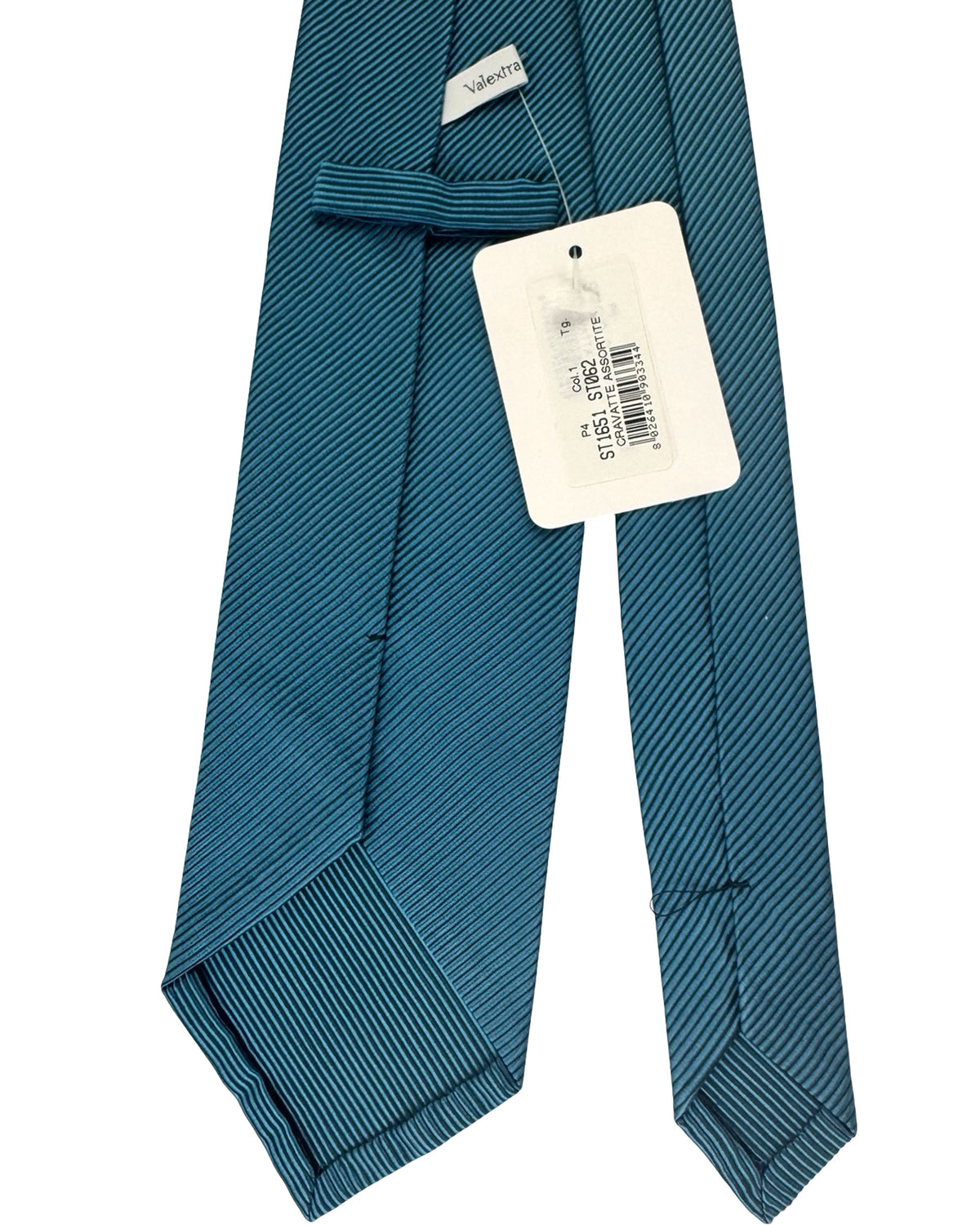 Valextra Unlined Tie Teal Blue Grosgrain - Wide Necktie