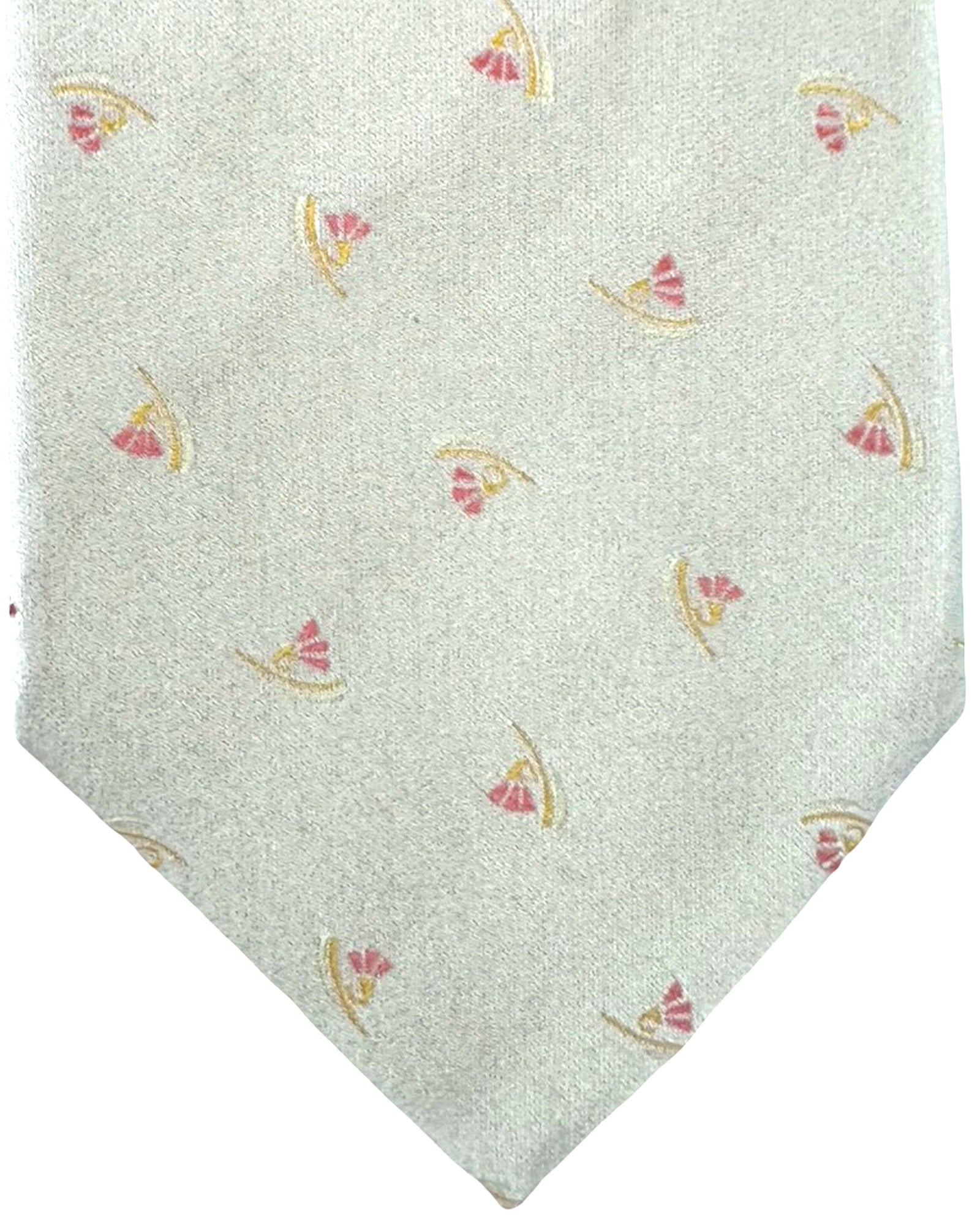 Valextra Silk Tie Silver Peach Pink Design - Wide Necktie SALE