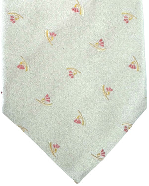 Valextra Silk Tie Silver Peach Pink Design - Wide Necktie SALE