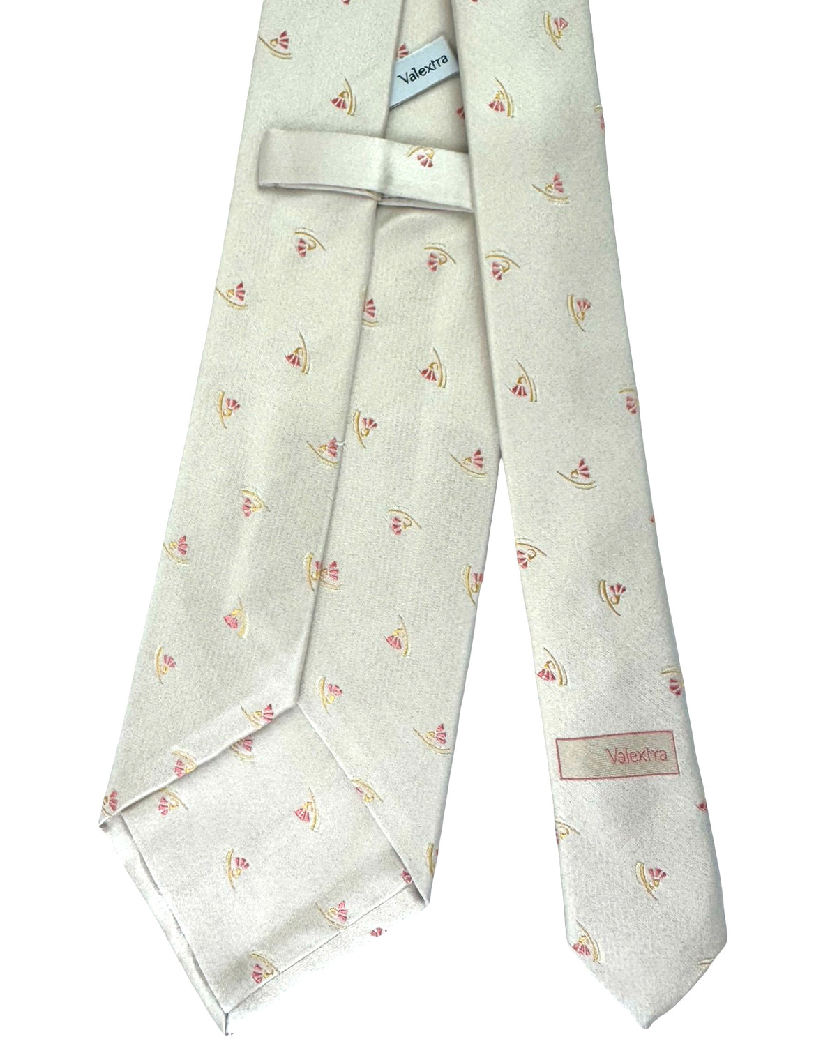 Valextra Tie Silver Peach Pink Design - Wide Necktie SALE
