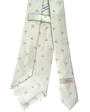 Valextra Tie Silver Peach Pink Design - Wide Necktie SALE