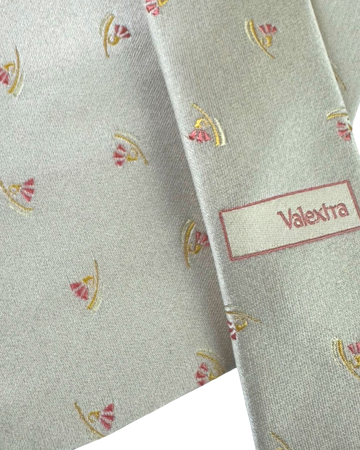 Valextra Silk Tie Silver Peach Pink Design - Wide Necktie SALE