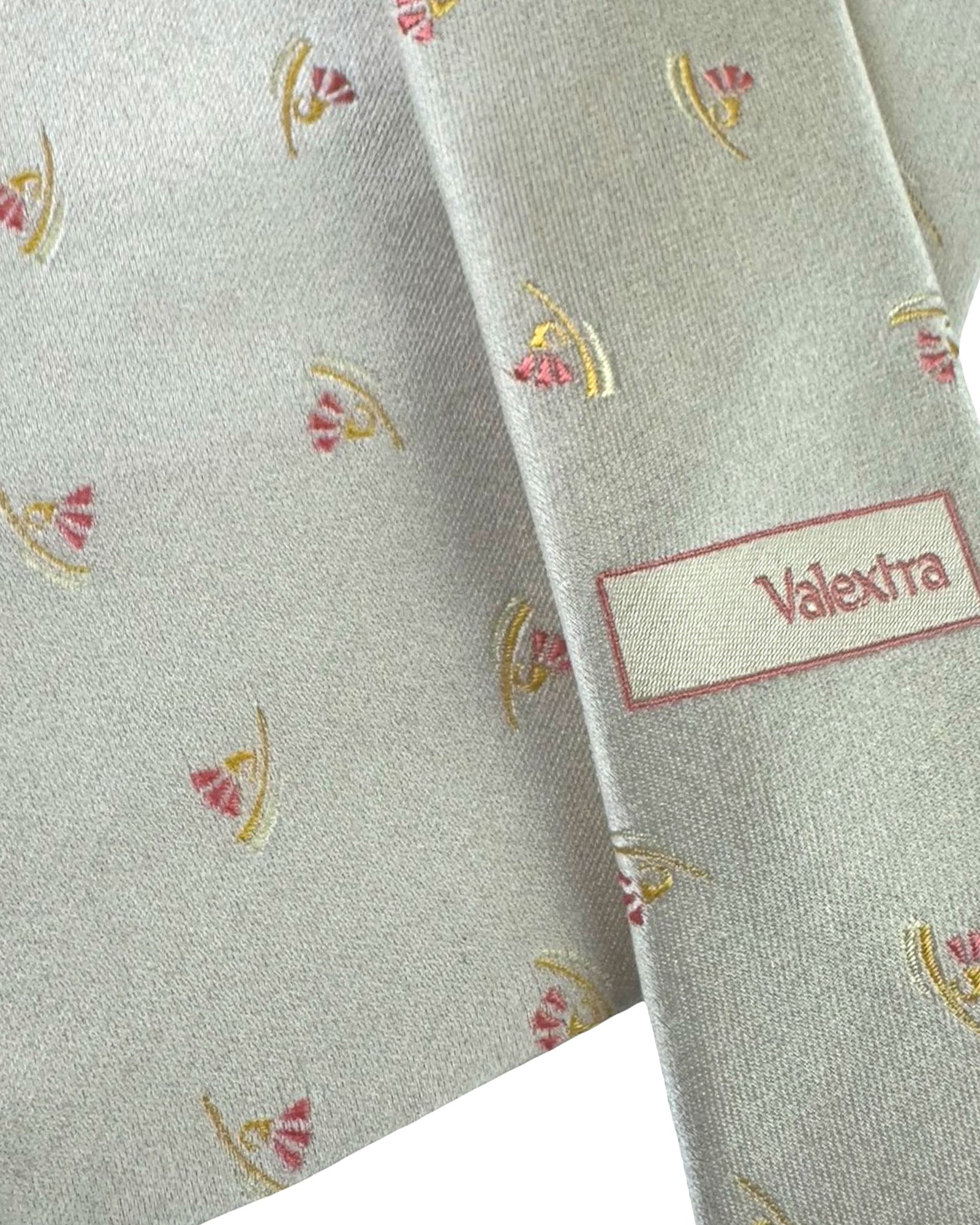 Valextra Silk Tie Silver Peach Pink Design - Wide Necktie SALE