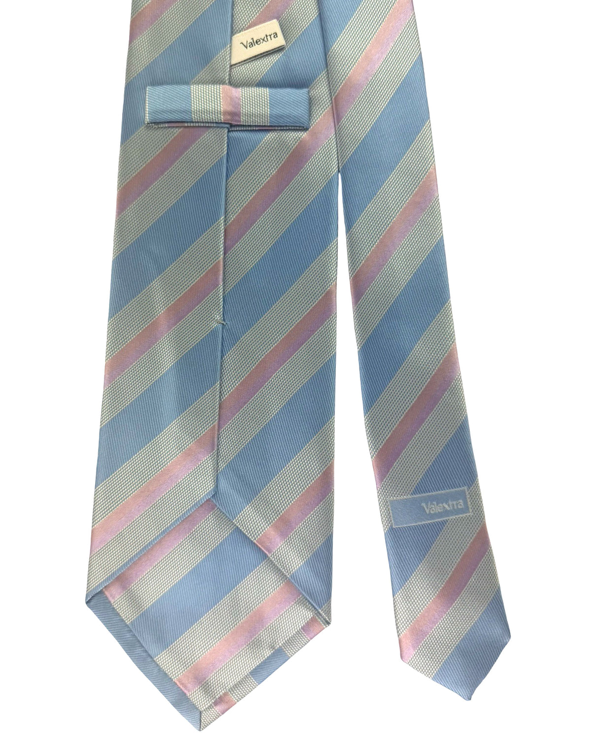 Valextra Silk Tie Blue Lilac Stripes Design - Wide Necktie