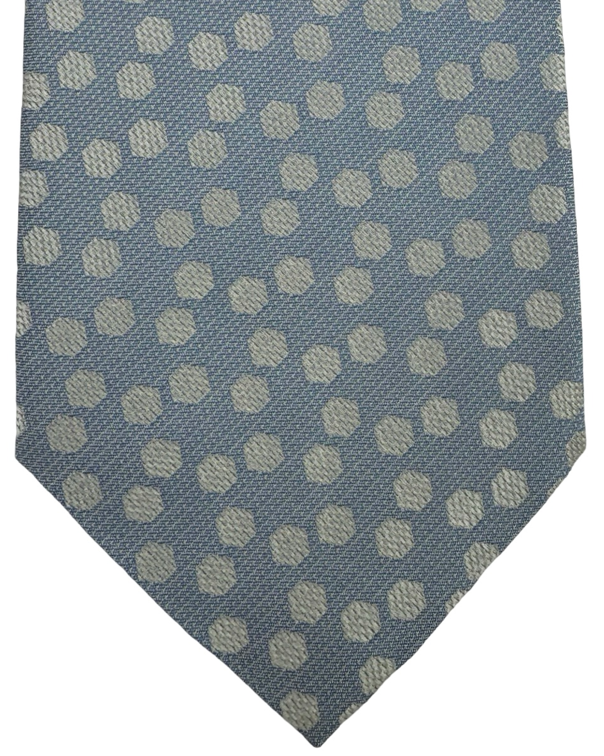 Valextra Silk Tie Blue Gray Silver Hexagon Design - Wide Necktie