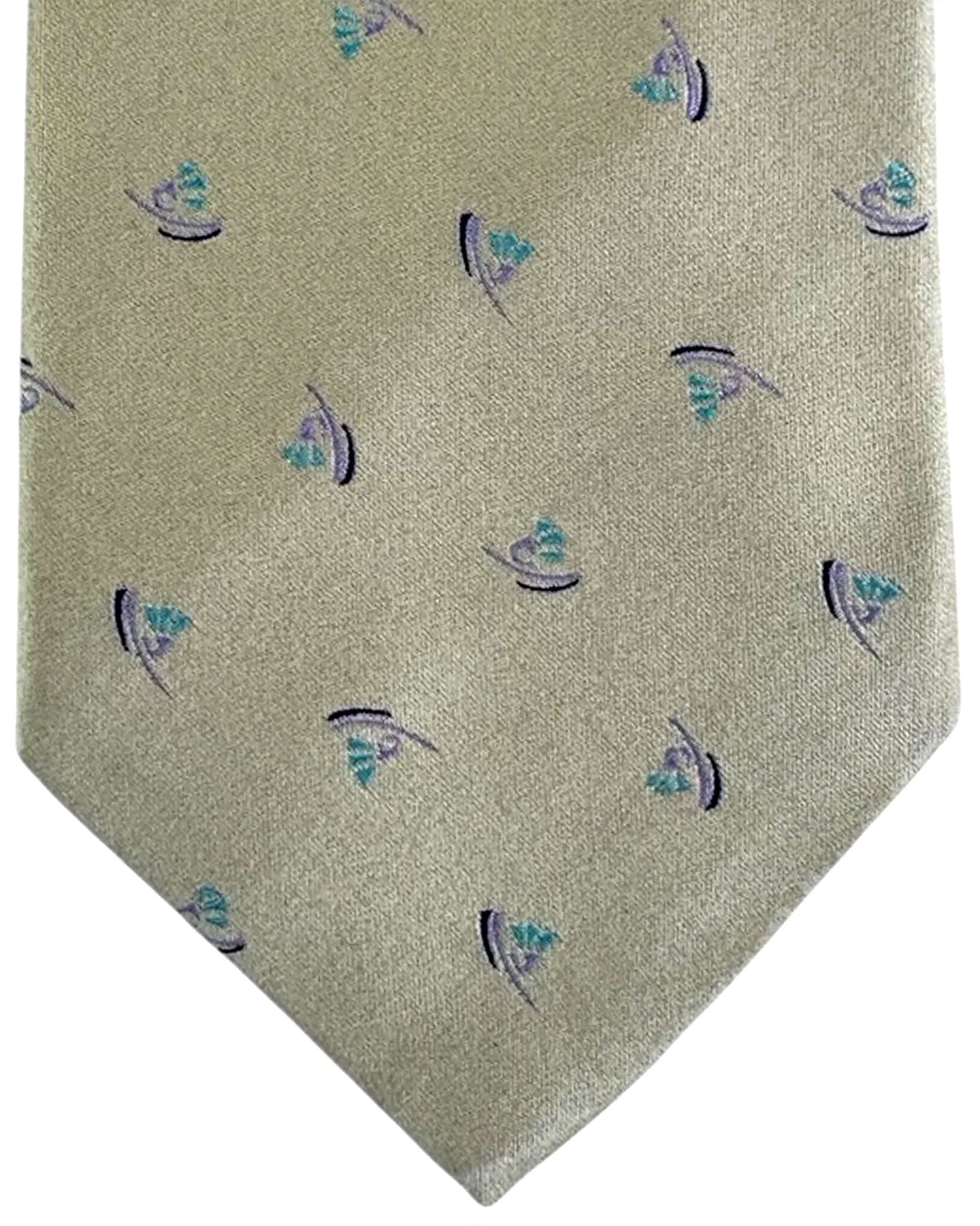 Valextra Silk Tie Beige Design - Wide Necktie
