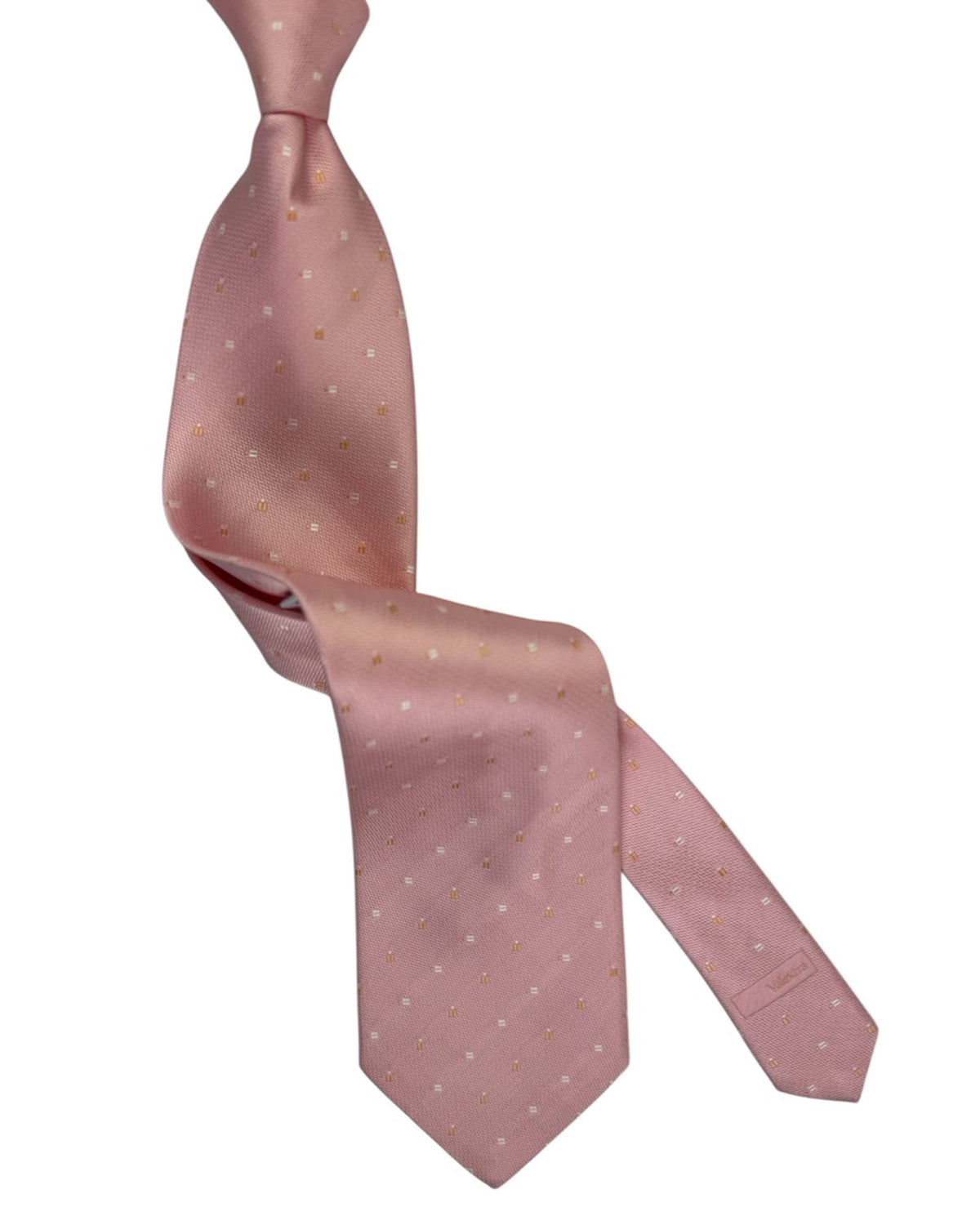 Valextra Silk Tie Pink With Gold And White Bottle Motif - Wide Necktie