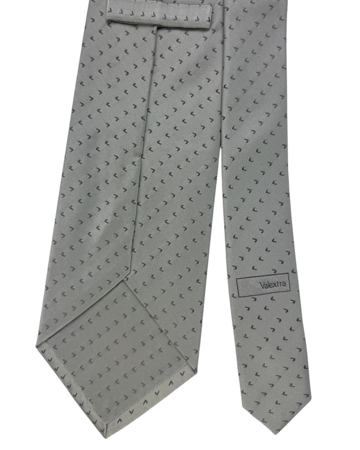 Valextra Silk Tie Gray With Black Directional Arrows - Wide Necktie