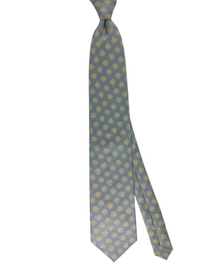 Valextra Silk Tie Light Blue Chartreuse Shell Design - Wide Necktie FINAL SALE