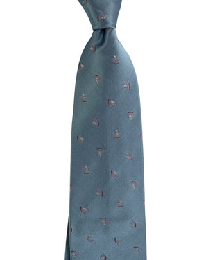 Valextra Silk Blue Design - Wide Necktie