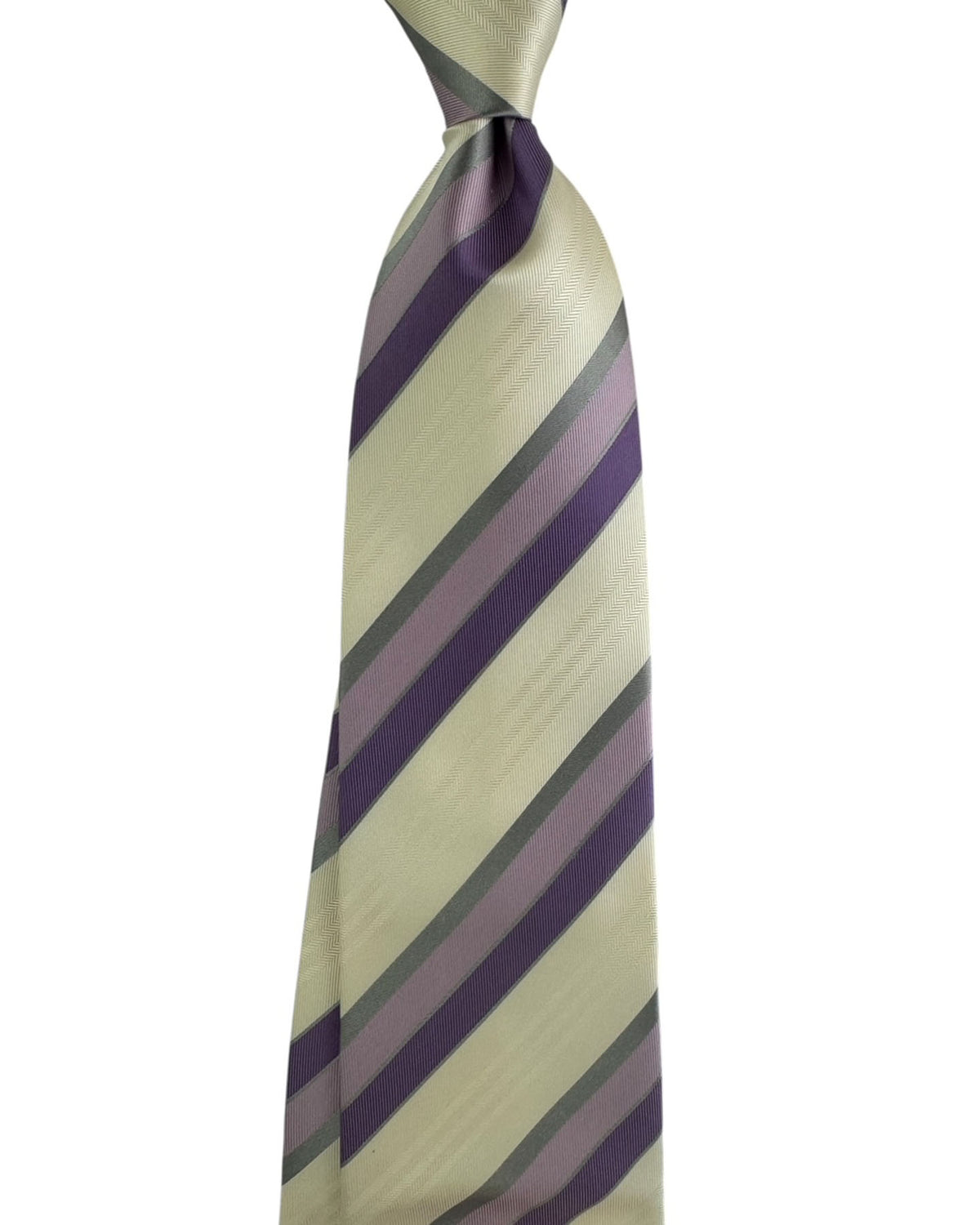 Valextra Silk White Gray & Purple Stripes - Wide Necktie SALE