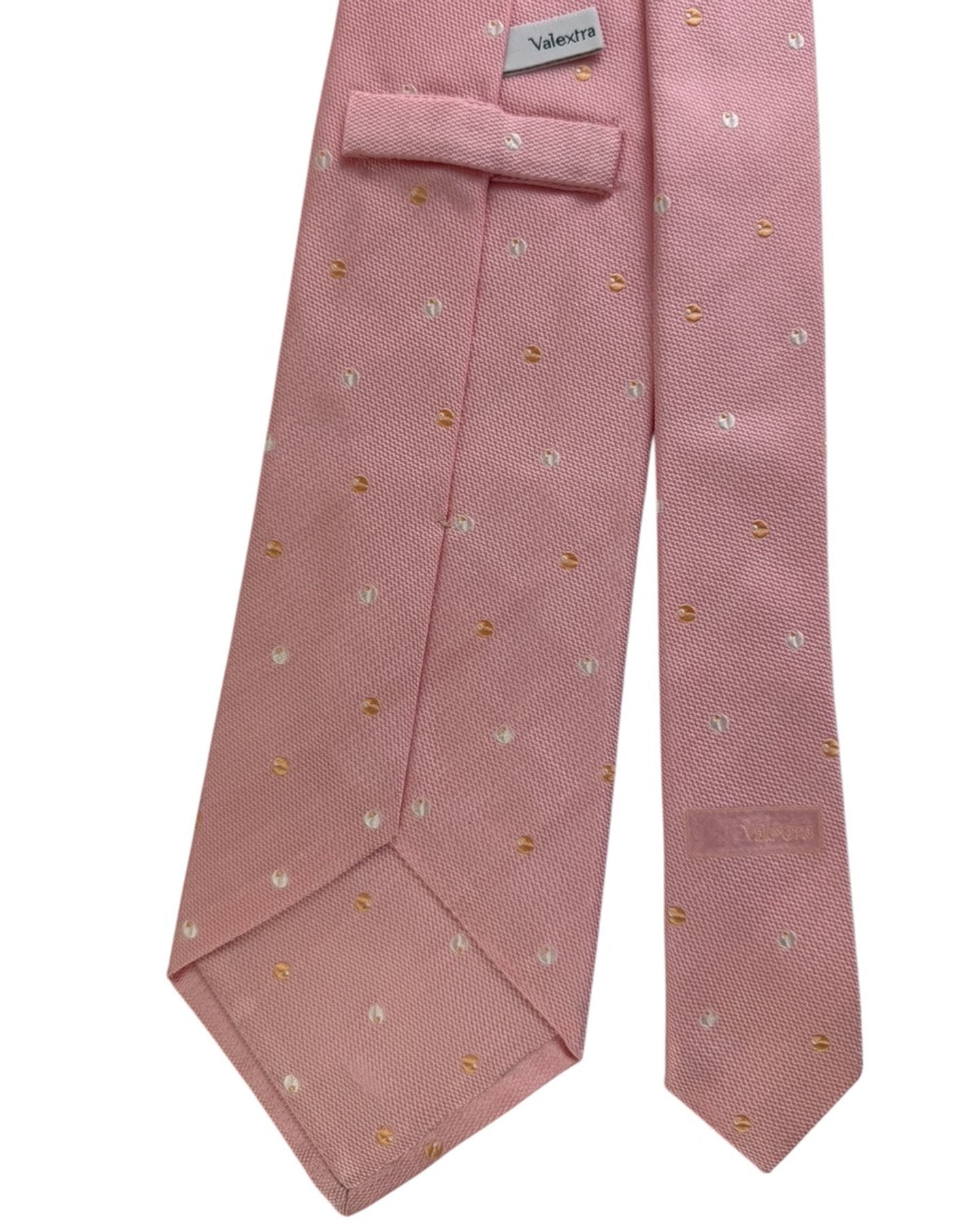 Valextra Silk Pink Polka Dot Design - Wide Necktie