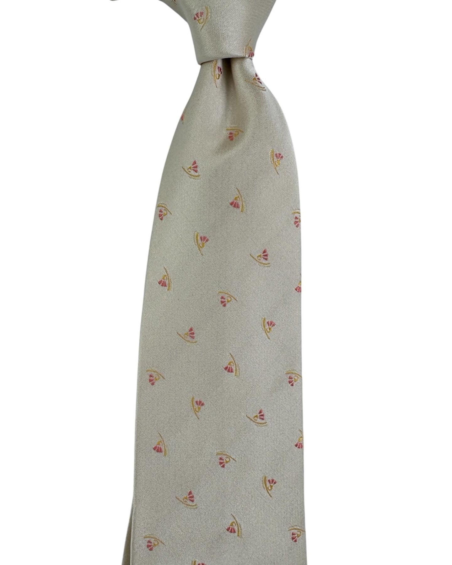 Valextra Silk Tie Tan Design - Wide Necktie