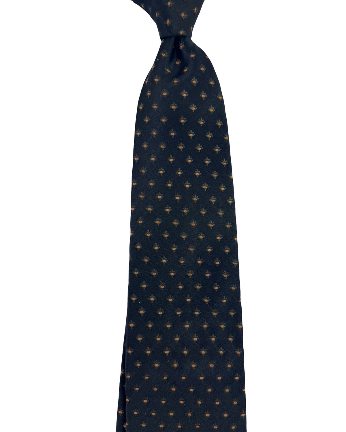 Valextra Silk Tie Black With Orange Emblem - Wide Necktie