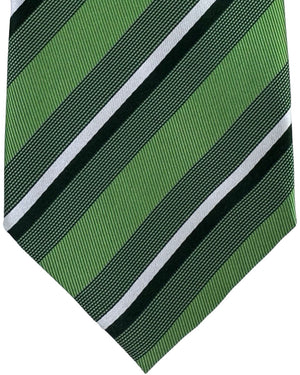 Valextra Silk Tie Green Stripes - Wide Necktie
