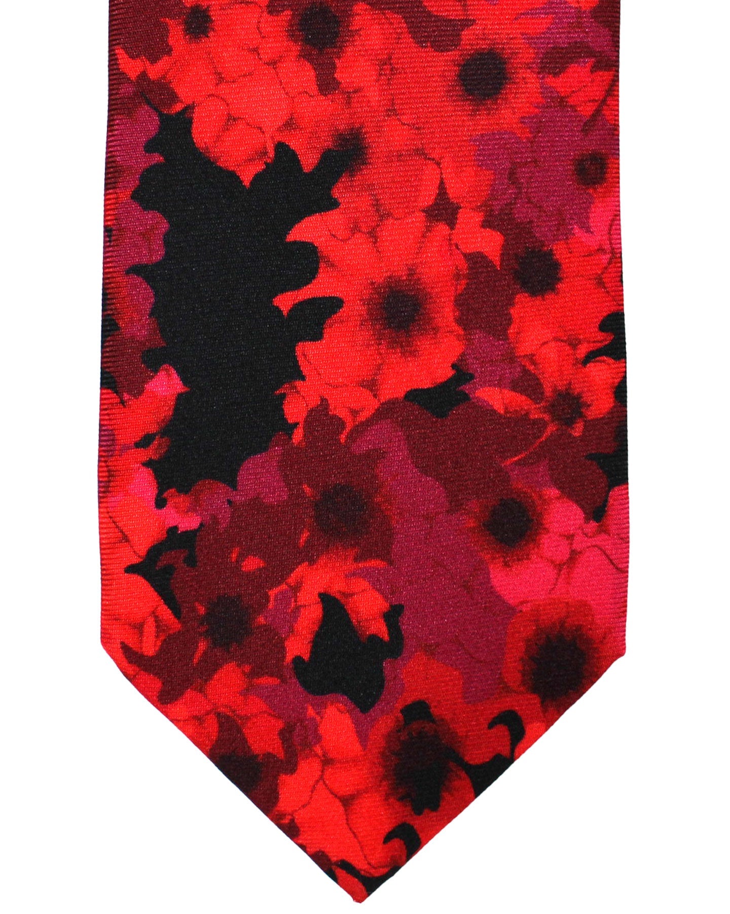 Versace Silk Tie Black Red Floral - Narrow Necktie