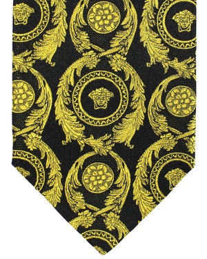 Versace Silk Tie Black Gold Baroque Medusa