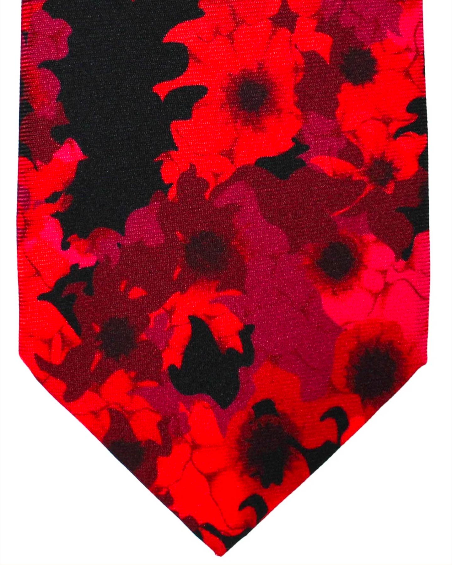Versace Silk Tie Black Red Cranberry Floral