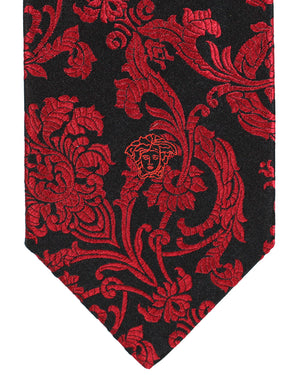 Versace Silk Tie Black Red Baroque Medusa