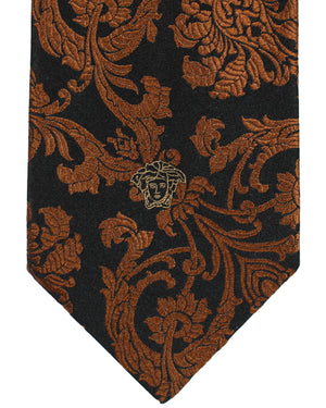 Versace Silk Tie Black Brown Baroque Medusa