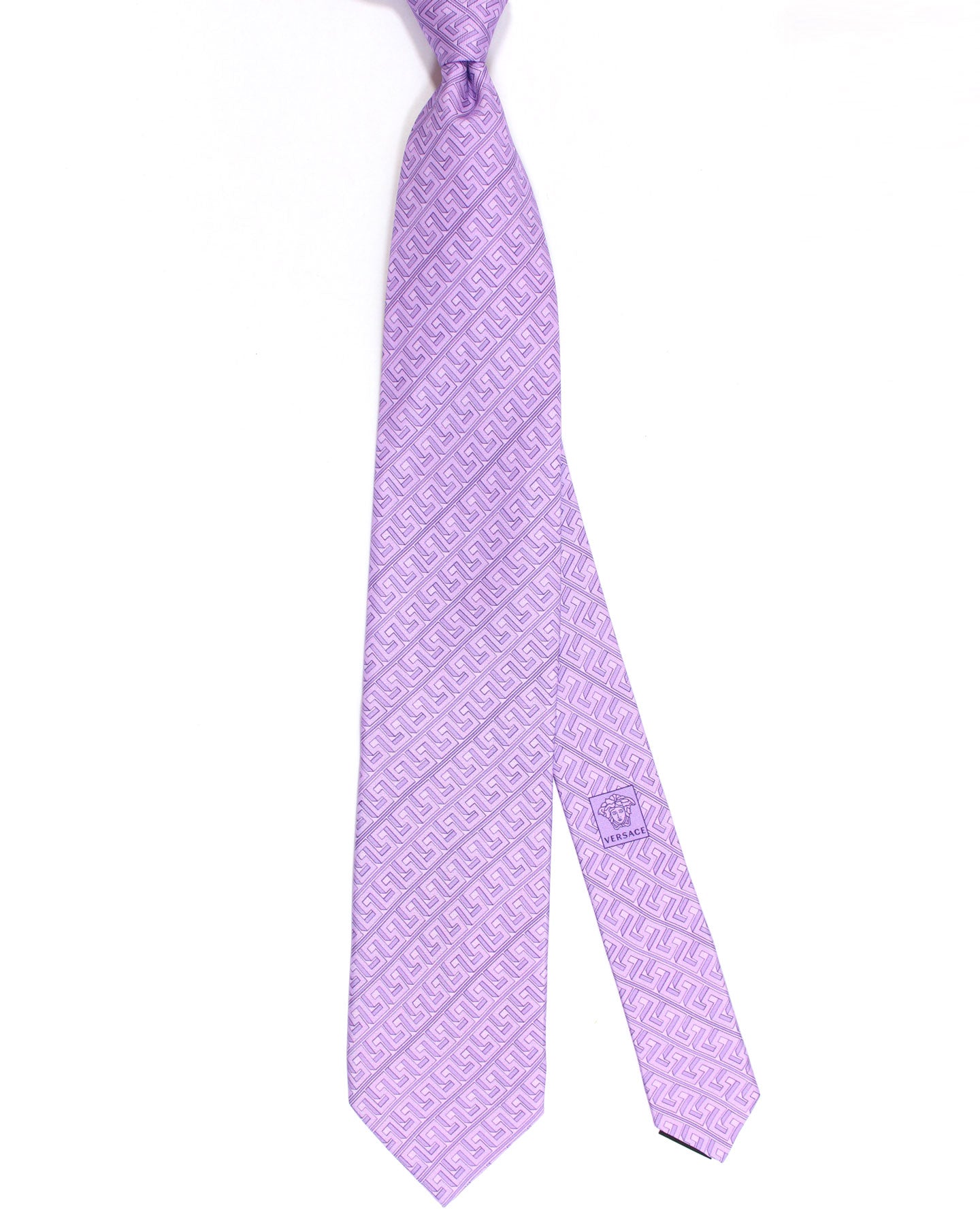 Versace Silk Tie Lilac Geometric