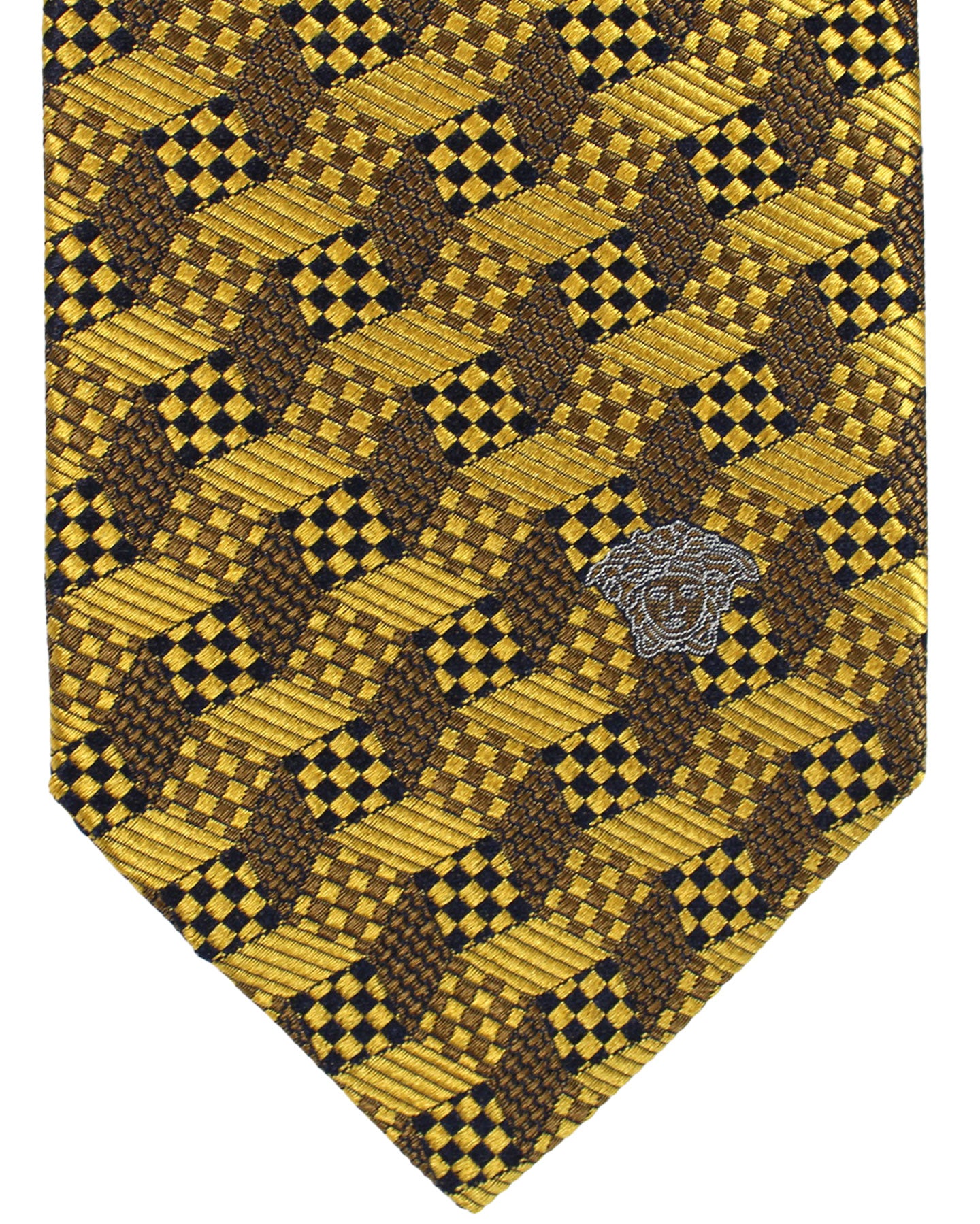 Versace Silk Tie Mustard Geometric