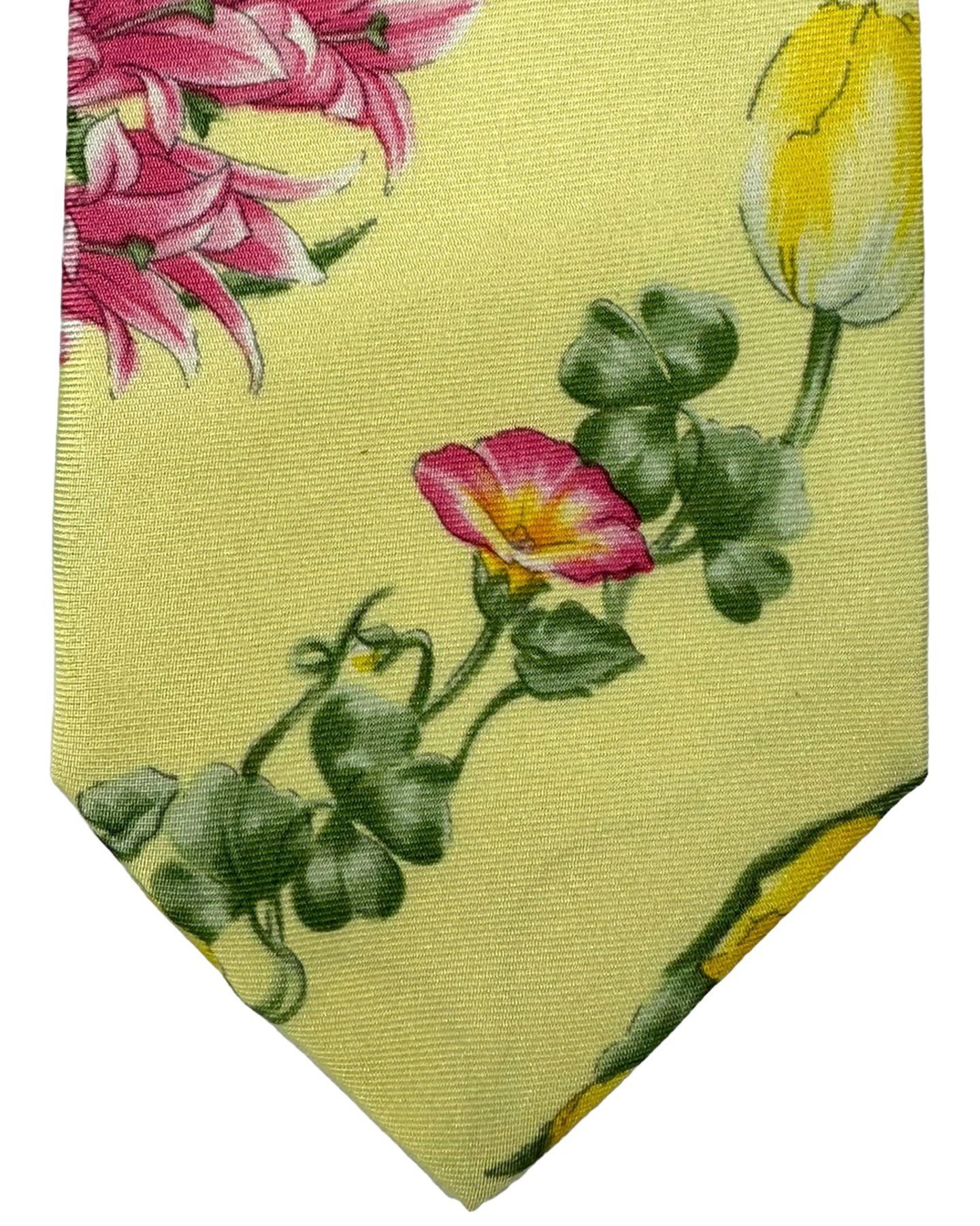 Versace Silk Tie Yellow Pink Floral Design