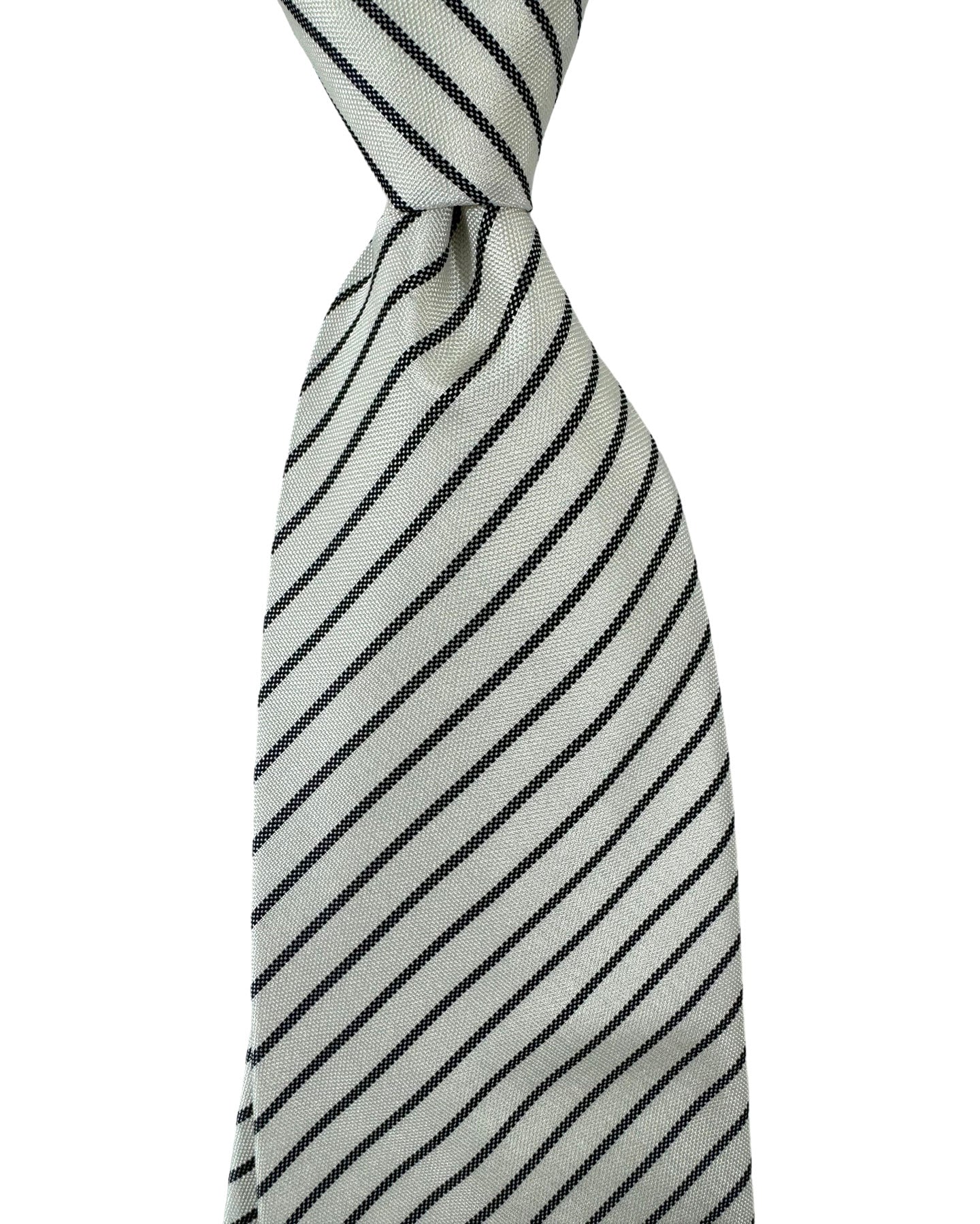 Versace Silk Tie White Black Stripes Design