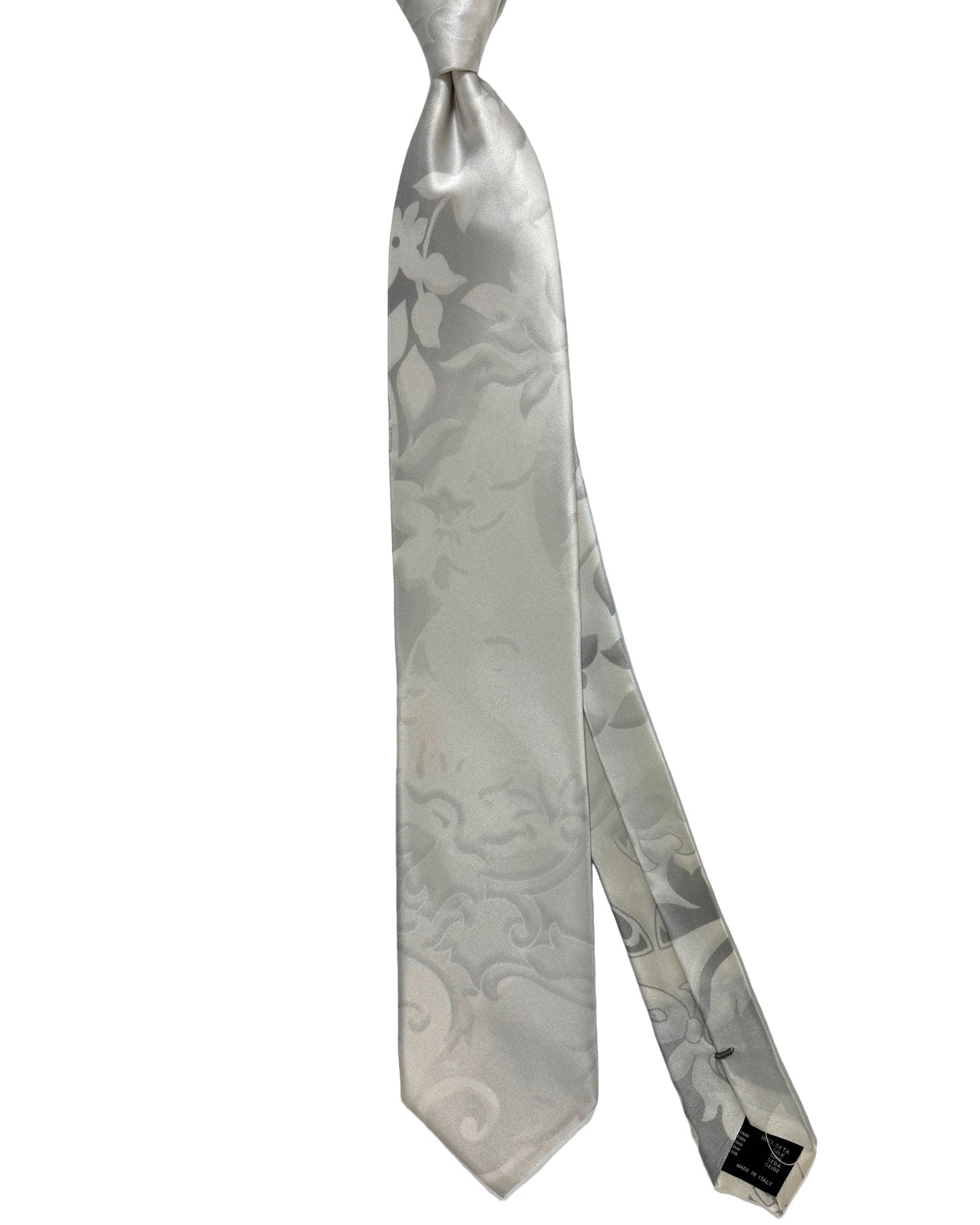 Versace Silk Tie Silver Ornamental Design