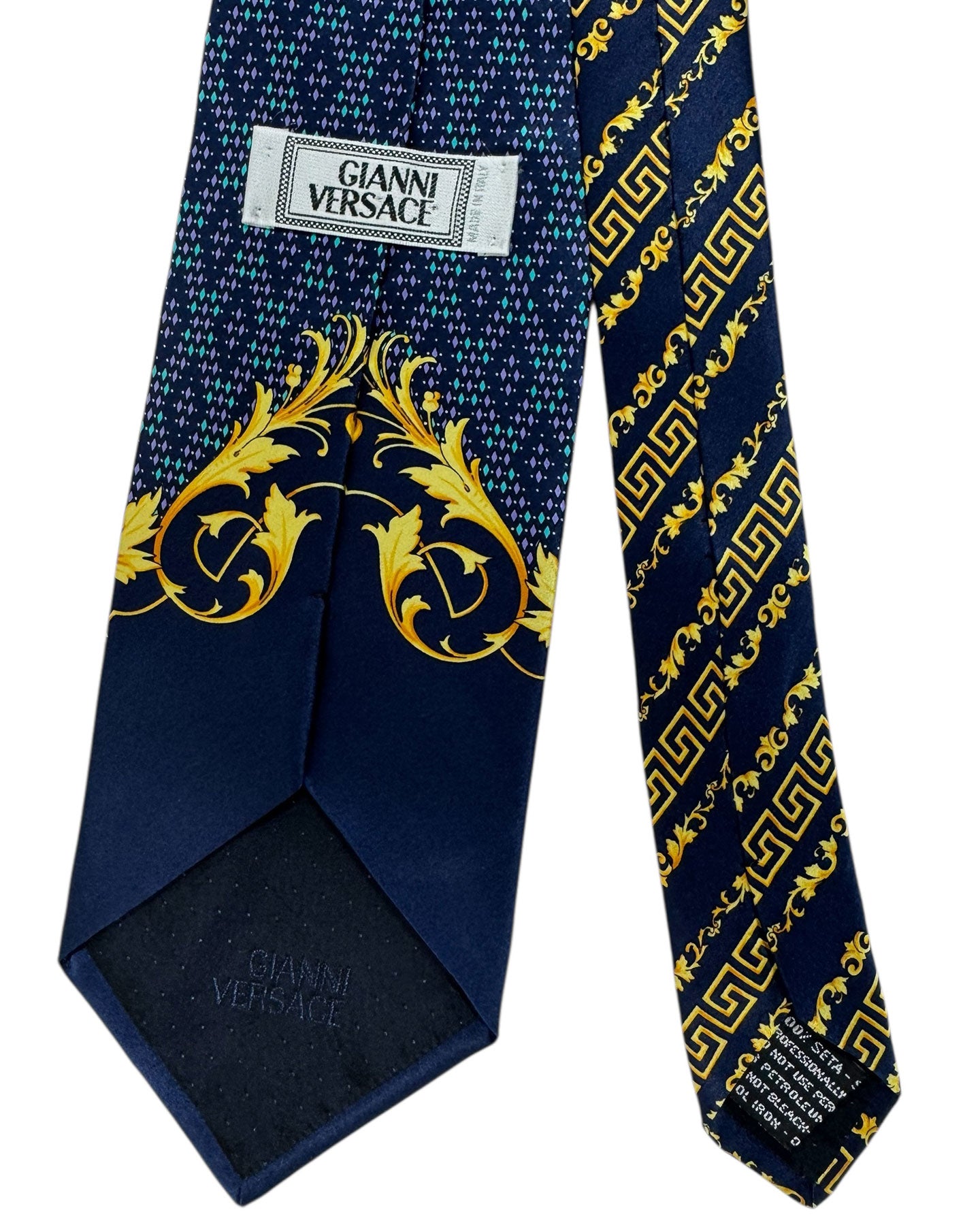 Versace Tie Dark Blue Gold Baroque Medusa - Wide Necktie