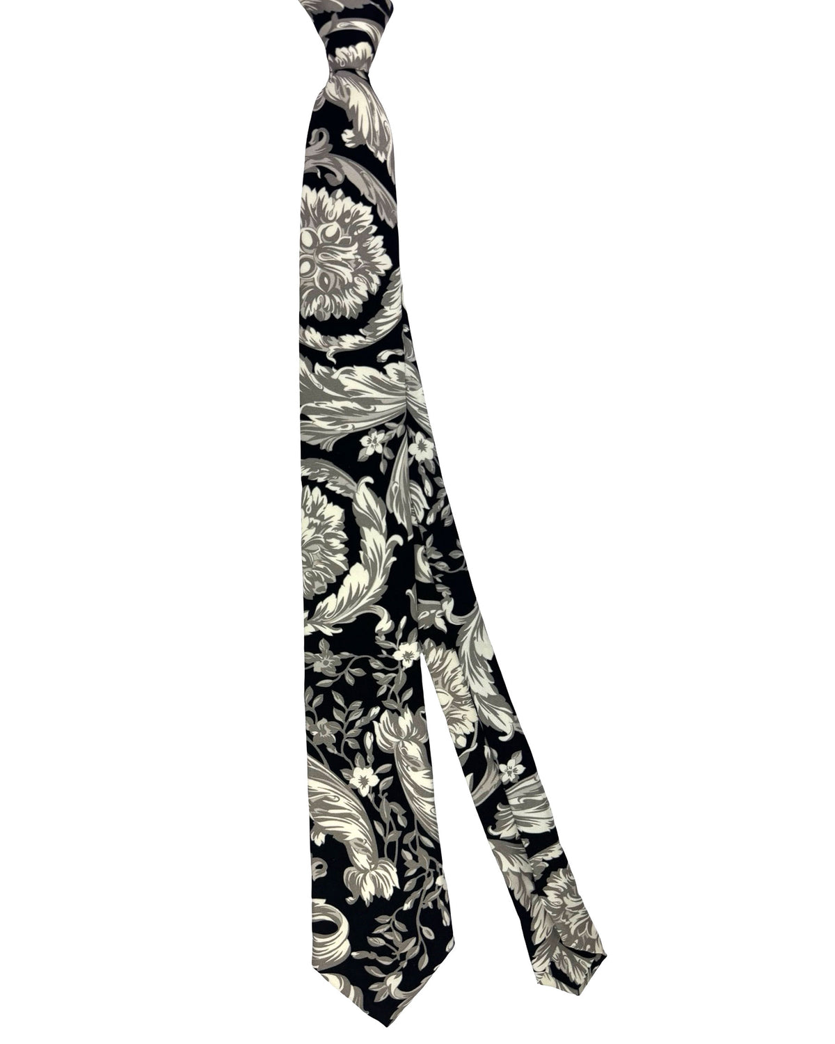Versace Tie Black Silver Barocco Design
