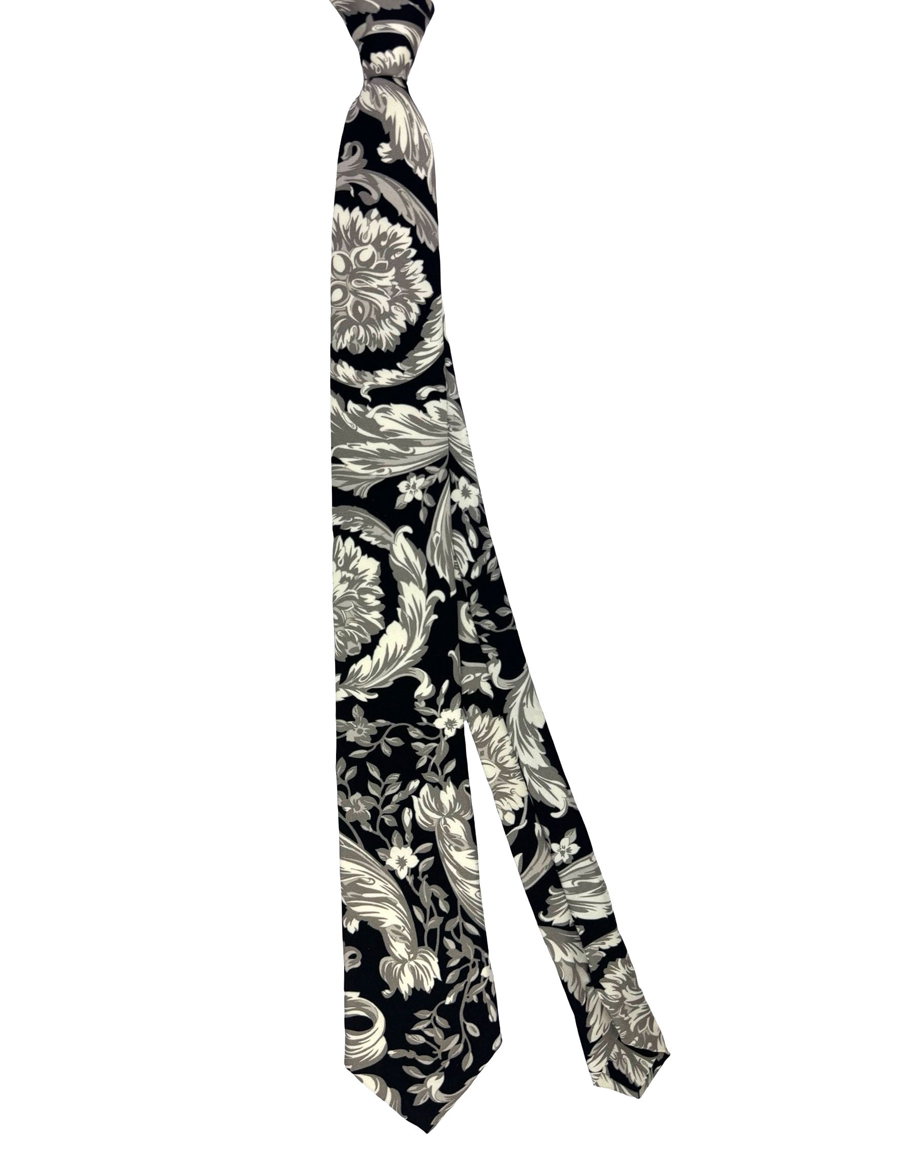 GIANNI VERSACE blue silk tie Medusa Floral & Baroque print  Versace tie display picture 1