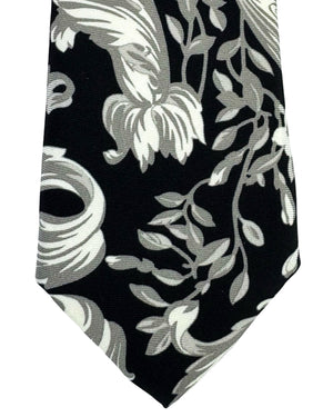 Versace Silk Tie Black Silver Barocco Design