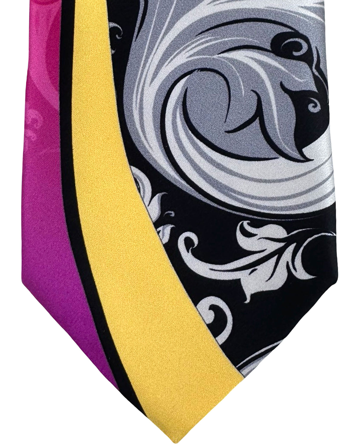 Vitaliano Pancaldi Silk Tie Orange Magenta Black Design