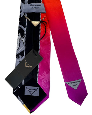 Pancaldi Silk Tie Orange Magenta Yellow