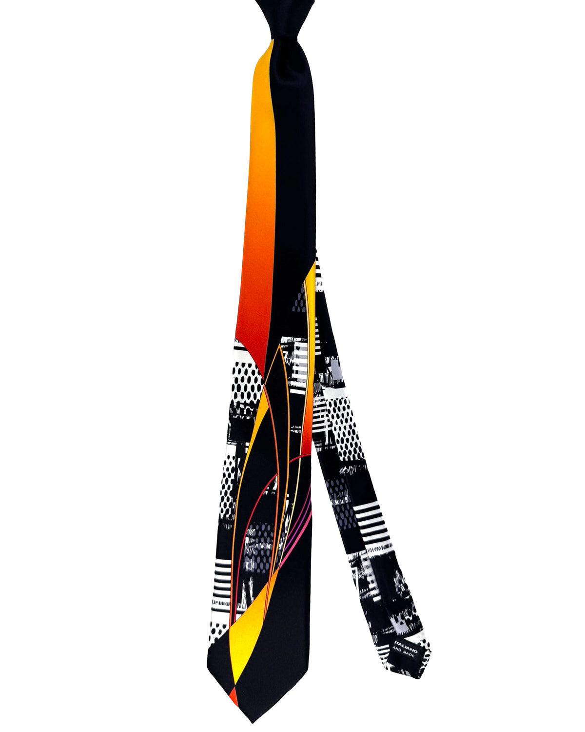 Vitaliano Pancaldi Tie Black White Orange Signature Design