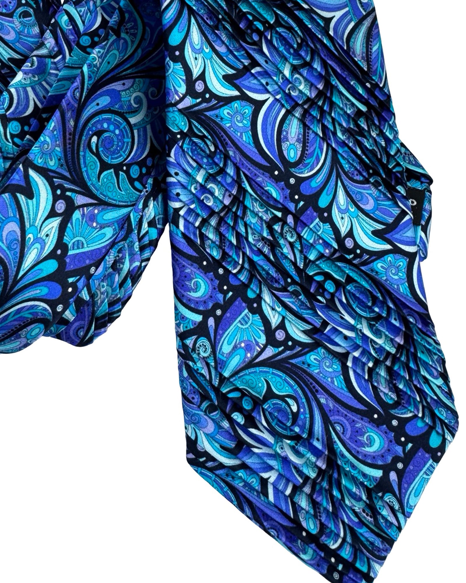 Vitaliano Pancaldi Pleated Silk Tie Blue Design